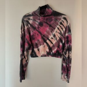 Aeropostale Pink Grey Tie Dye Cropped Shirt Size XS